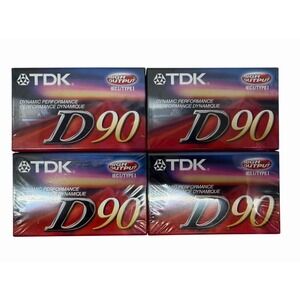 TDK D90 High Output Blank Cassette Tapes Lot of 4 New Sealed 90 Min Type I